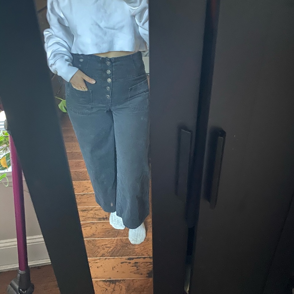 Free people wide leg crop jeans